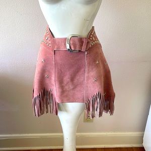 Understated leather cowgirl fringe skirt